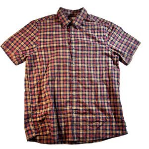 ROWM Mens Large Plaid Short Sleeve Button Up Casual Shirt